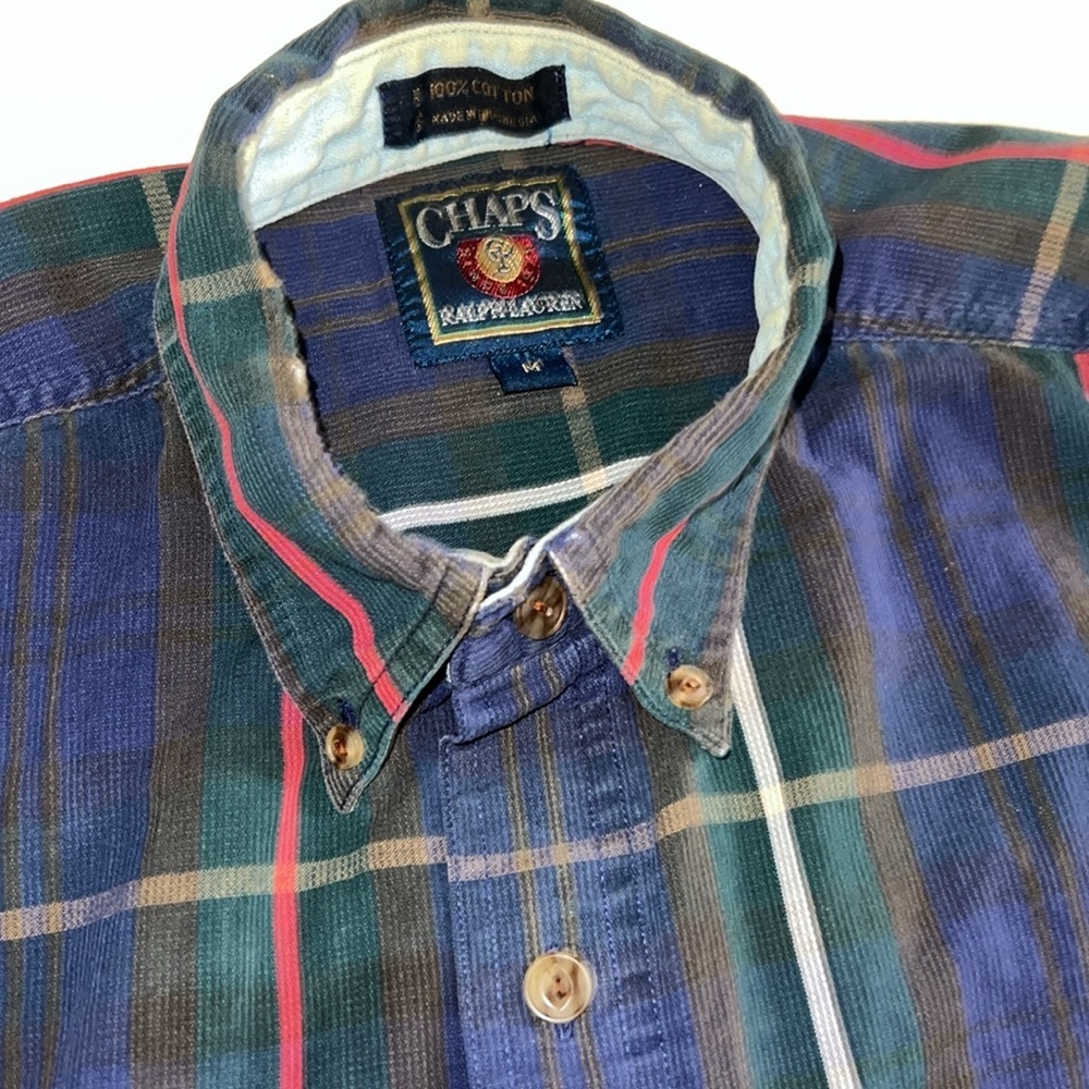 VNTG Chaps Ralph Lauren 100% Long Sleeve Plaid Button Up - Picture 3 of 5